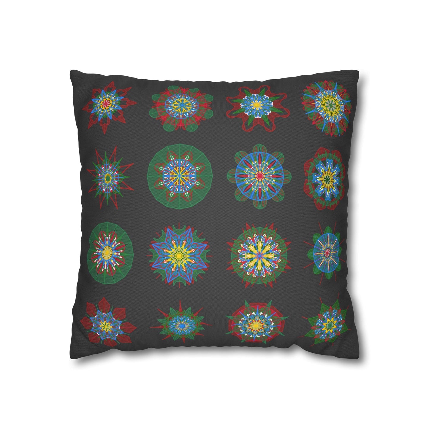 Christmas pillowcase for bed - Spun Polyester Square Pillowcase Mandala Art - Original Fine Art - Hand - drawn, Dark Gray - Blululi