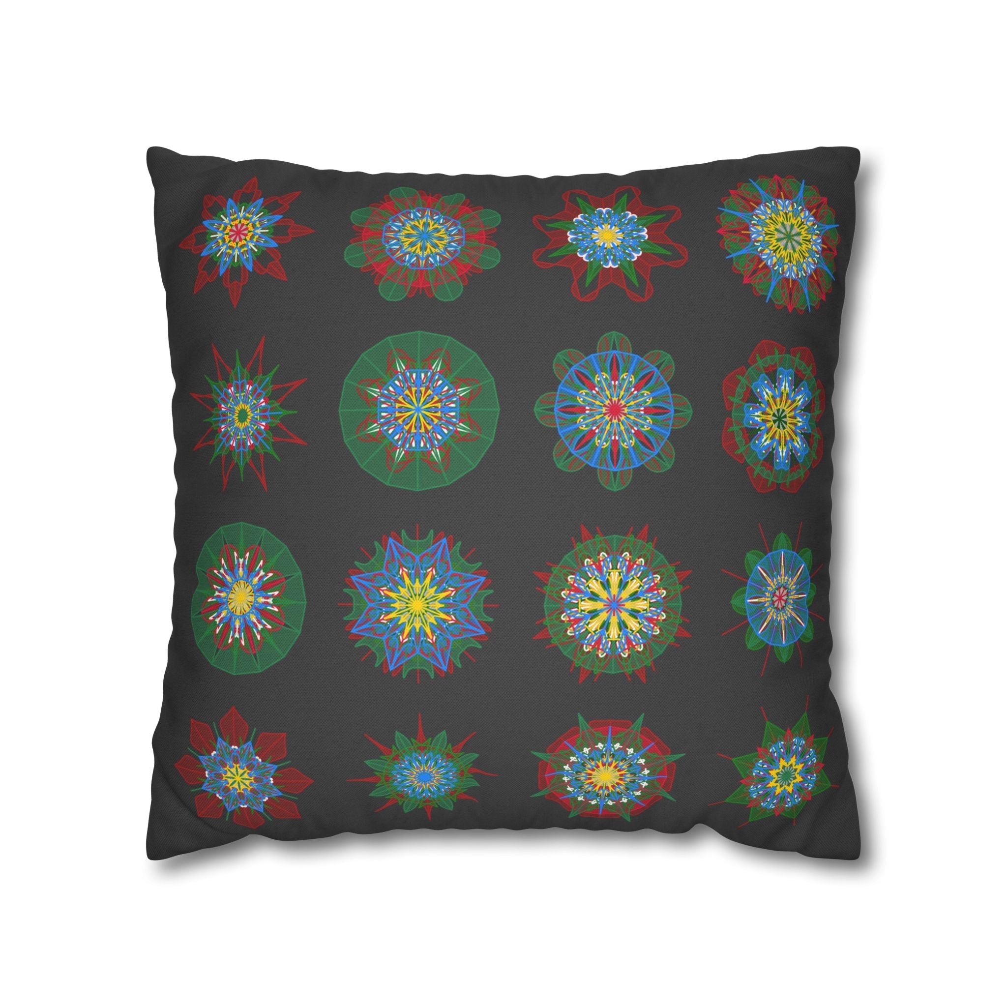 Christmas pillowcase for bed - Spun Polyester Square Pillowcase Mandala Art - Original Fine Art - Hand - drawn, Dark Gray - Blululi