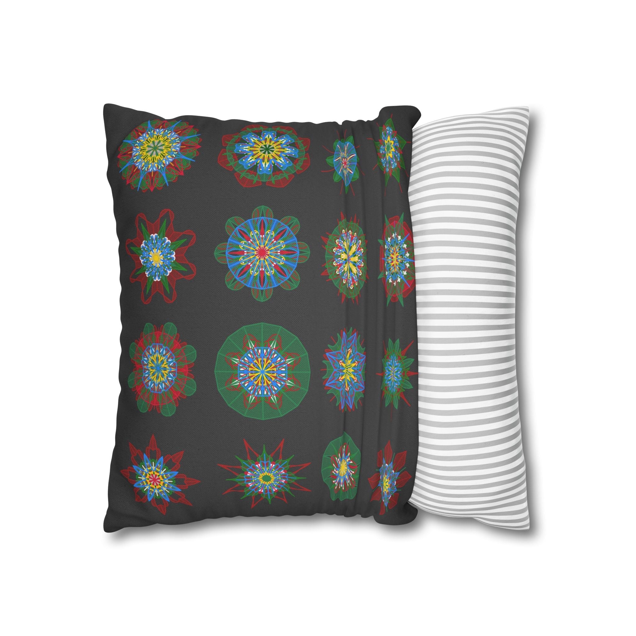 Christmas pillowcase for bed - Spun Polyester Square Pillowcase Mandala Art - Original Fine Art - Hand - drawn, Dark Gray - Blululi