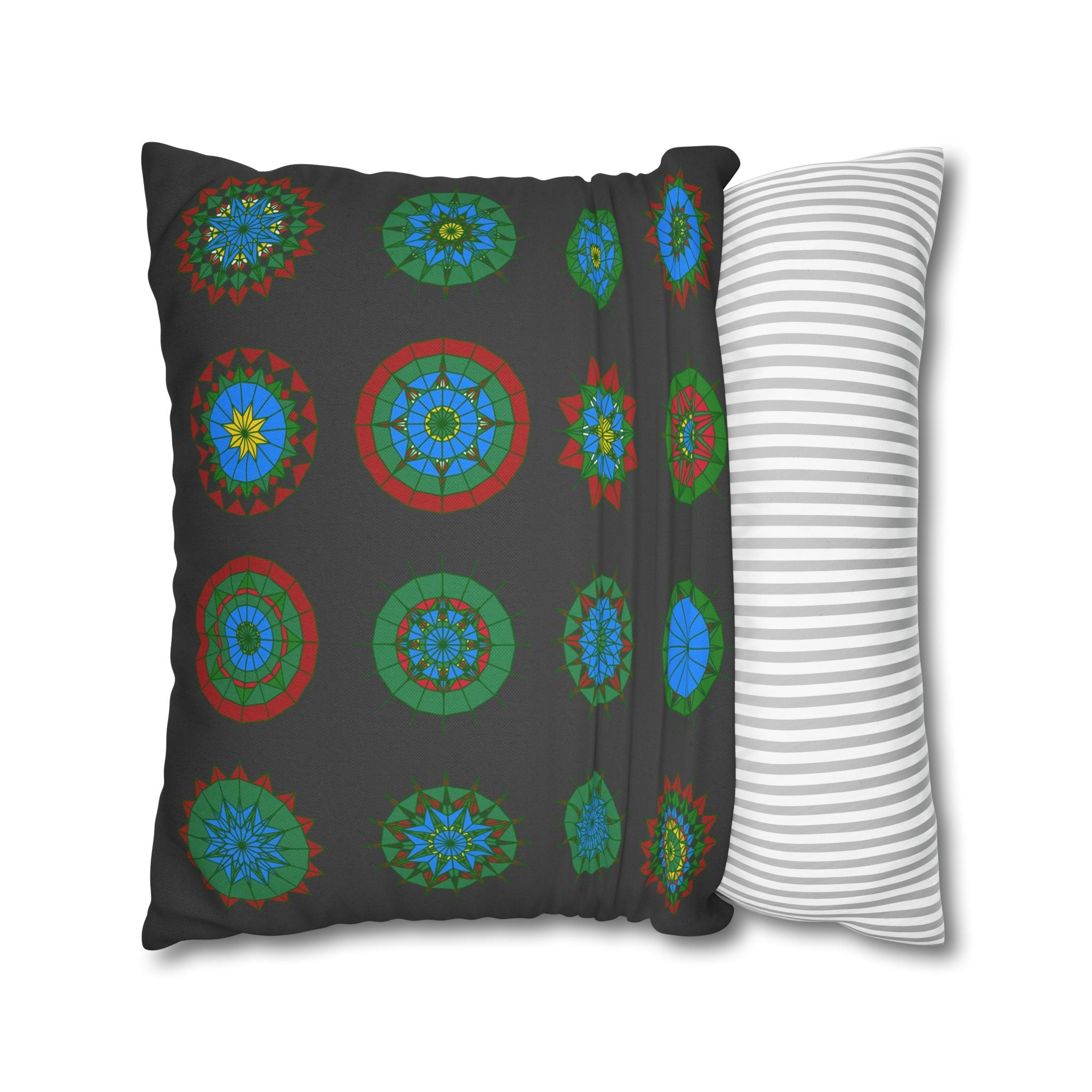 Christmas pillowcase for bed - Spun Polyester Square Pillowcase Mandala Art - Original Fine Art - Hand - drawn, Dark Gray - Blululi