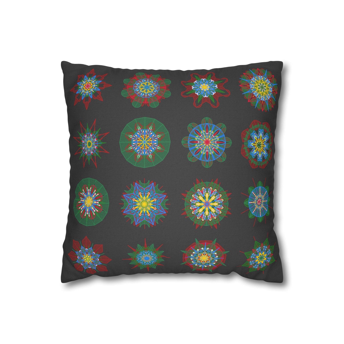 Christmas pillowcase for bed - Spun Polyester Square Pillowcase Mandala Art - Original Fine Art - Hand - drawn, Dark Gray - Blululi