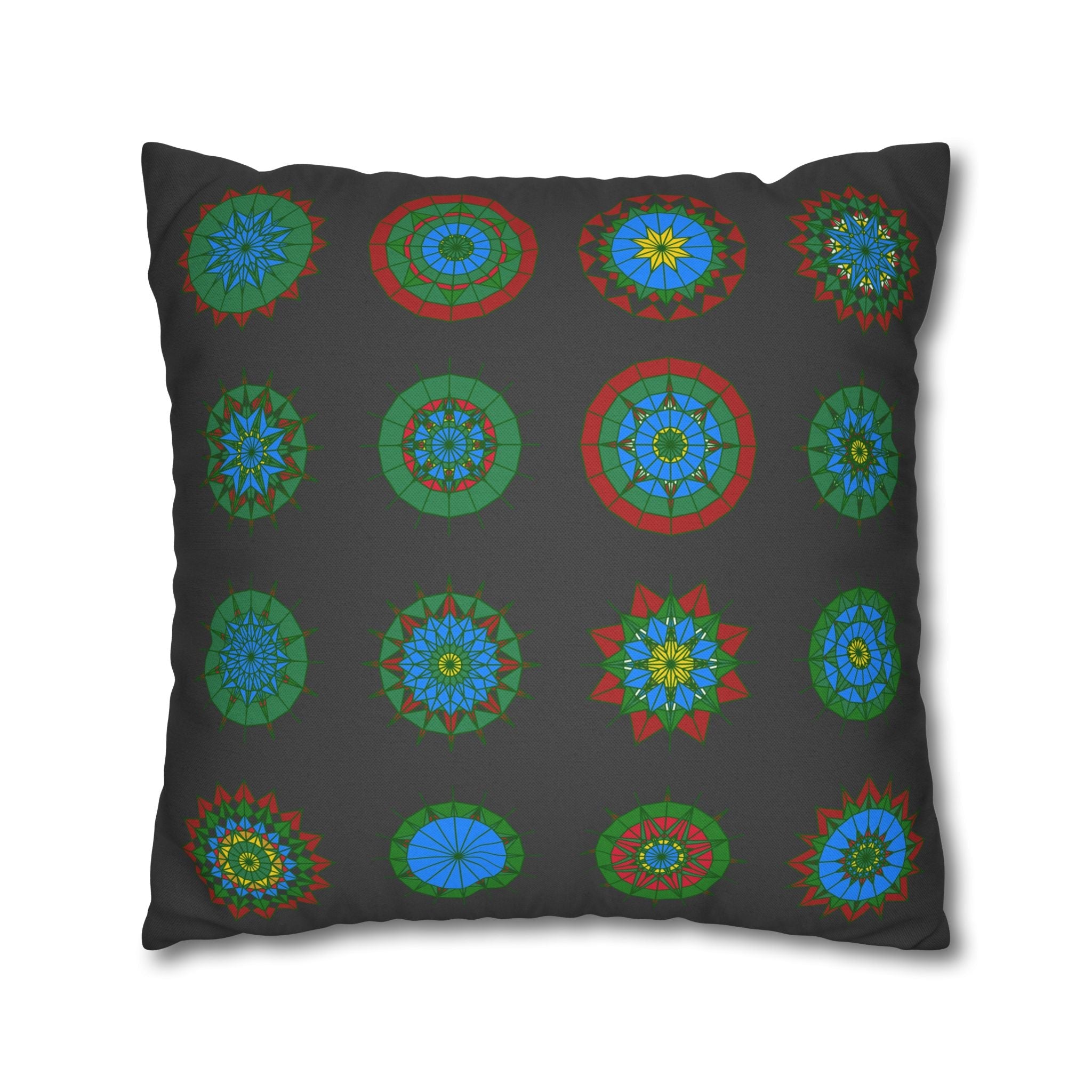 Christmas pillowcase for bed - Spun Polyester Square Pillowcase Mandala Art - Original Fine Art - Hand - drawn, Dark Gray - Blululi