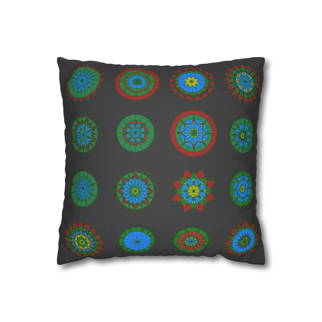 Christmas pillowcase for bed - Spun Polyester Square Pillowcase Mandala Art - Original Fine Art - Hand - drawn, Dark Gray - Blululi