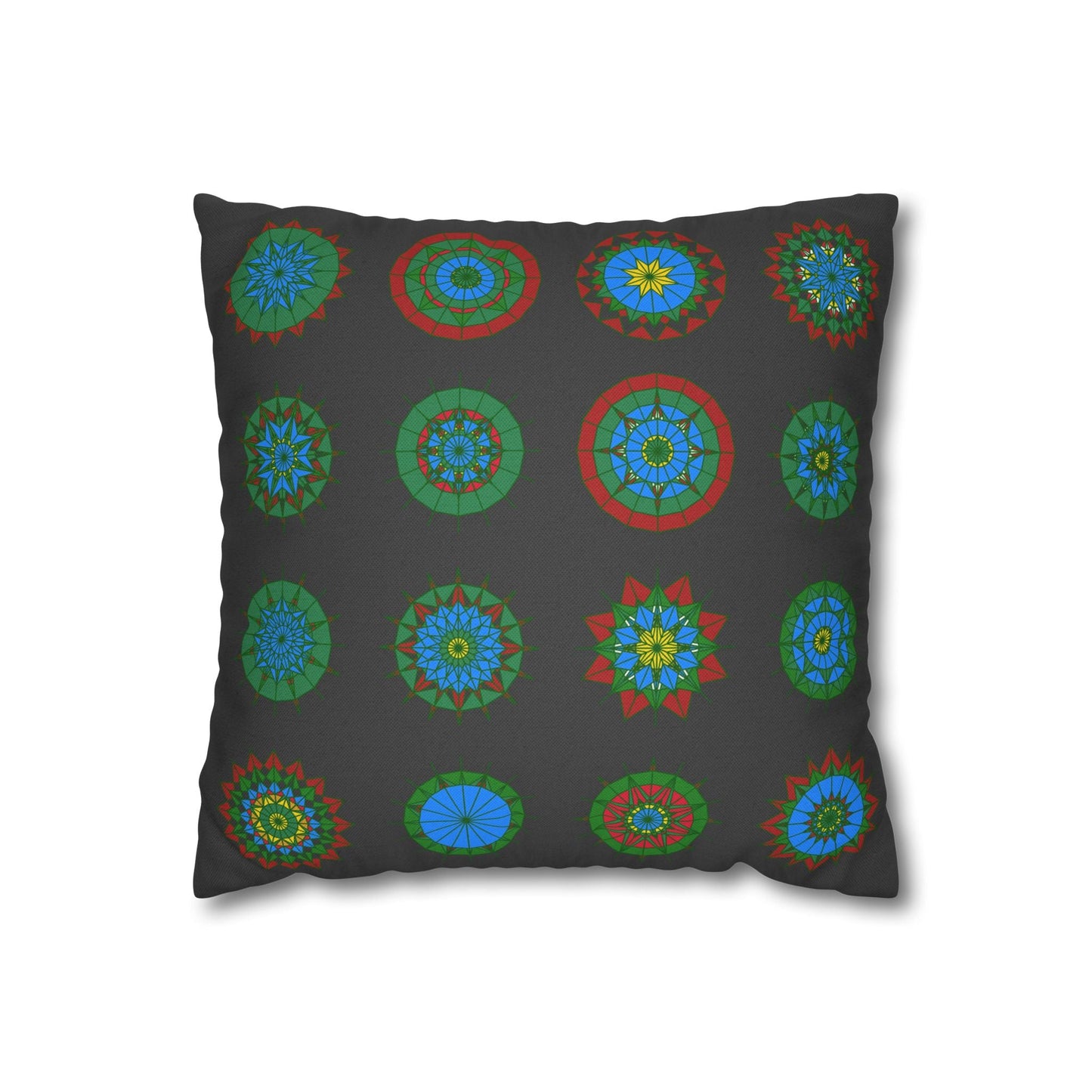 Christmas pillowcase for bed - Spun Polyester Square Pillowcase Mandala Art - Original Fine Art - Hand - drawn, Dark Gray - Blululi