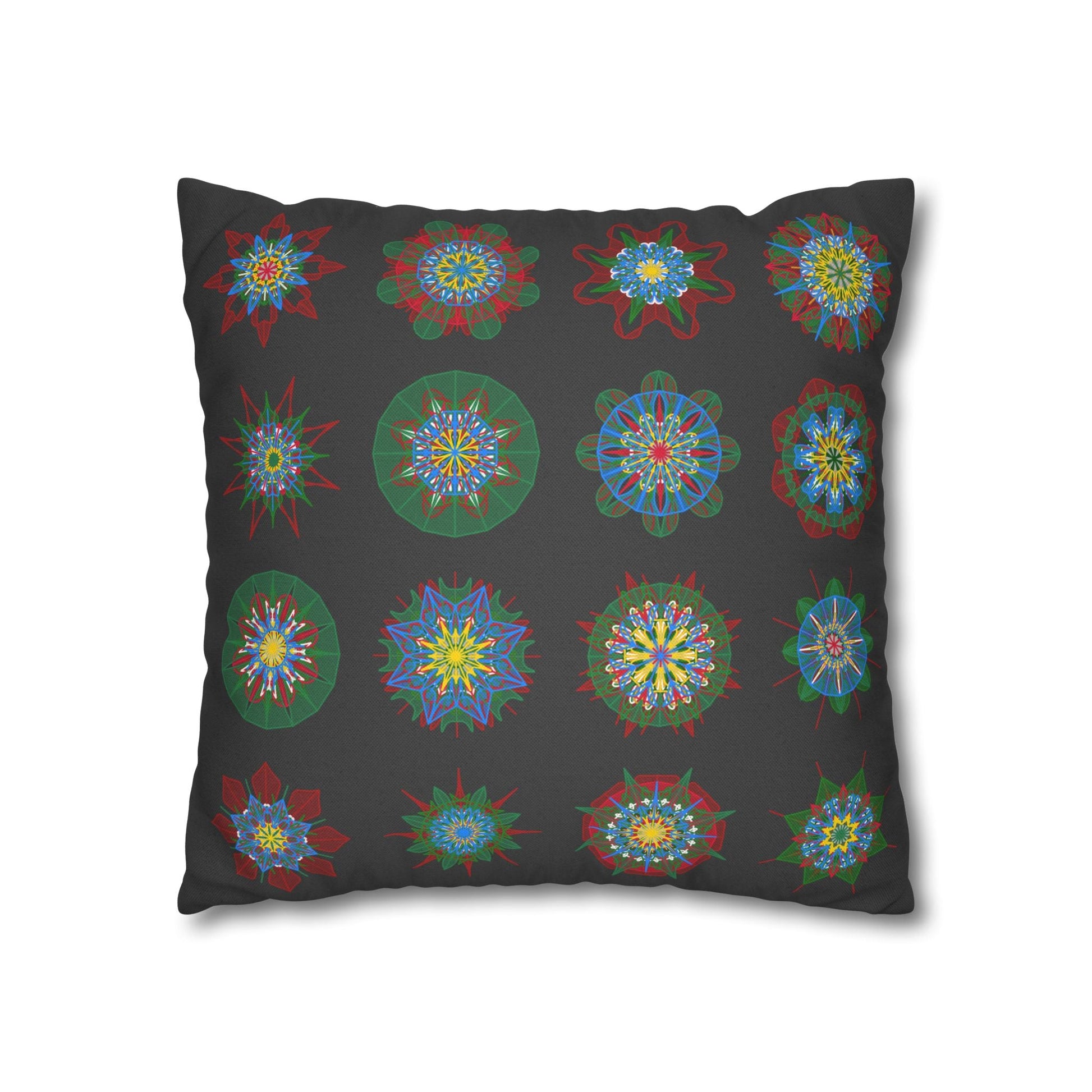 Christmas pillowcase for bed - Spun Polyester Square Pillowcase Mandala Art - Original Fine Art - Hand - drawn, Dark Gray - Blululi