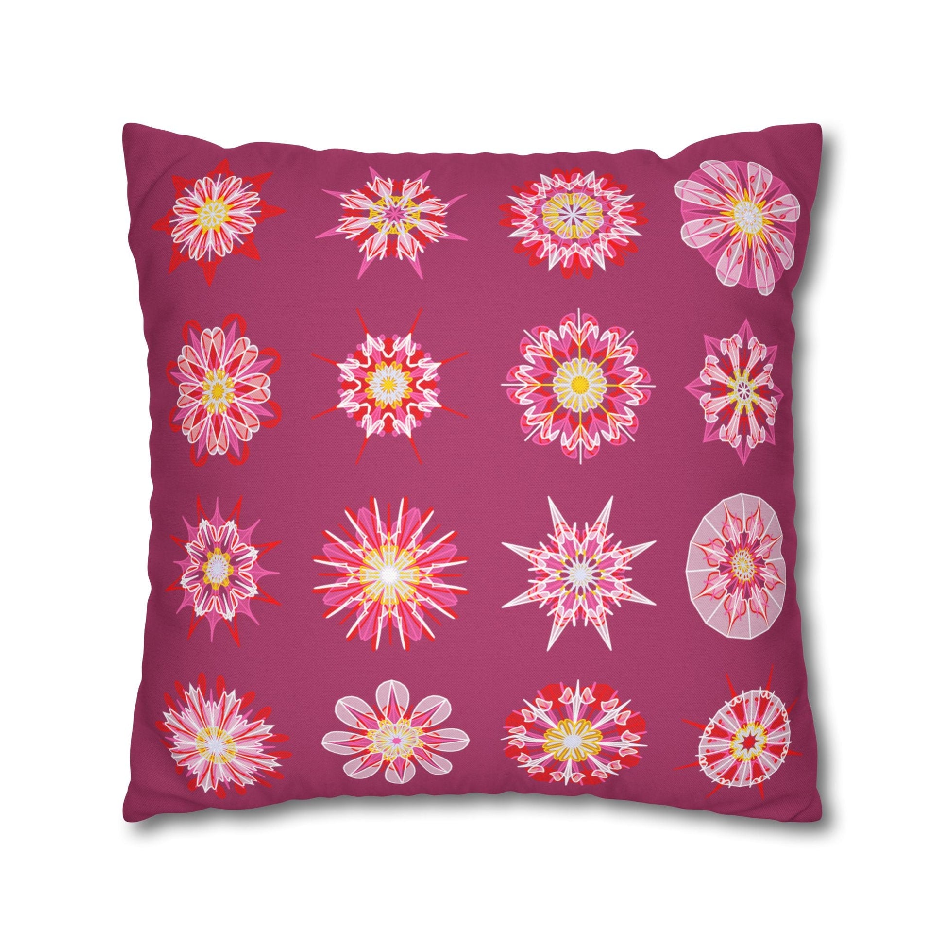 Christmas pillowcase for bed - Spun Polyester Square Pillowcase Mandala Art - Original Fine Art - Hand - drawn, Dark Hot Pink - Blululi