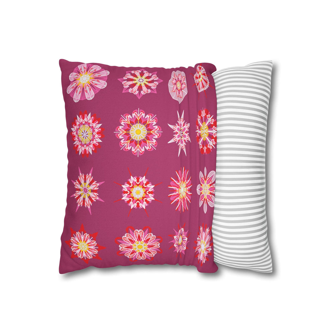 Christmas pillowcase for bed - Spun Polyester Square Pillowcase Mandala Art - Original Fine Art - Hand - drawn, Dark Hot Pink - Blululi