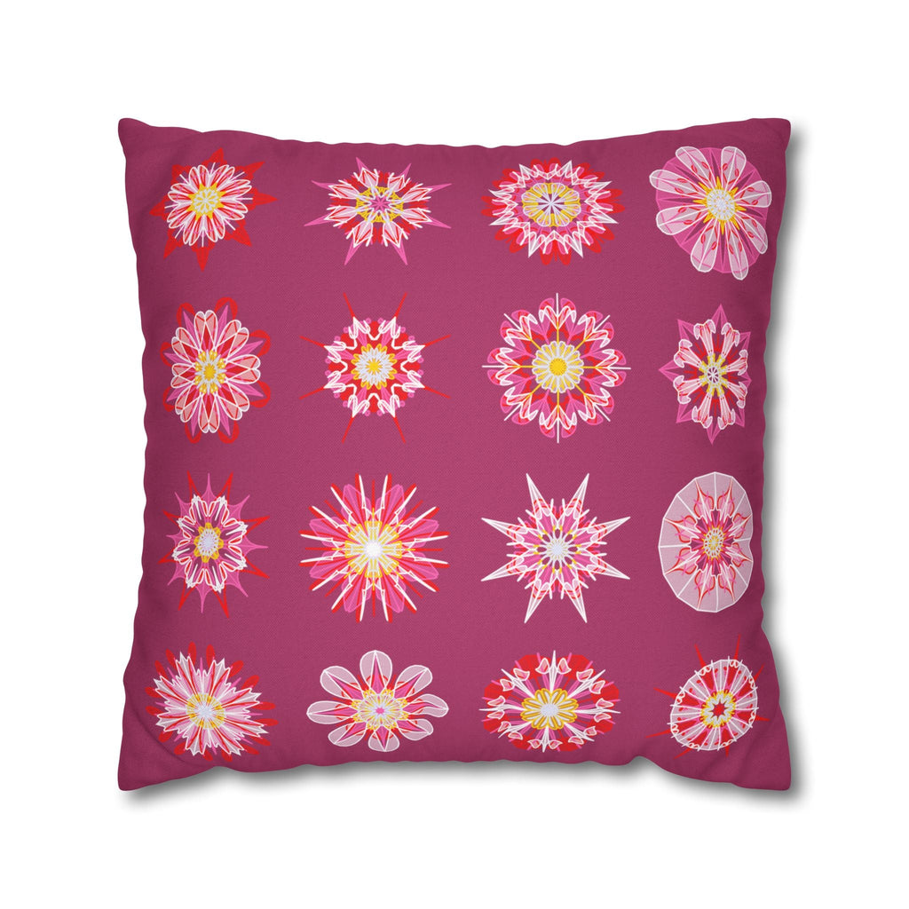 Christmas pillowcase for bed - Spun Polyester Square Pillowcase Mandala Art - Original Fine Art - Hand - drawn, Dark Hot Pink - Blululi