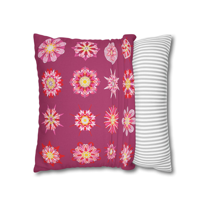 Christmas pillowcase for bed - Spun Polyester Square Pillowcase Mandala Art - Original Fine Art - Hand - drawn, Dark Hot Pink - Blululi