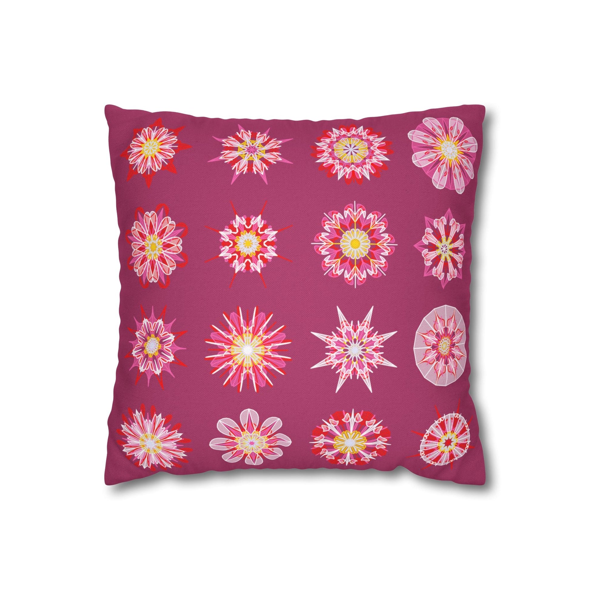 Christmas pillowcase for bed - Spun Polyester Square Pillowcase Mandala Art - Original Fine Art - Hand - drawn, Dark Hot Pink - Blululi