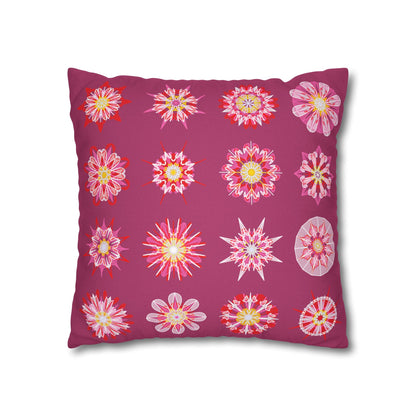 Christmas pillowcase for bed - Spun Polyester Square Pillowcase Mandala Art - Original Fine Art - Hand - drawn, Dark Hot Pink - Blululi