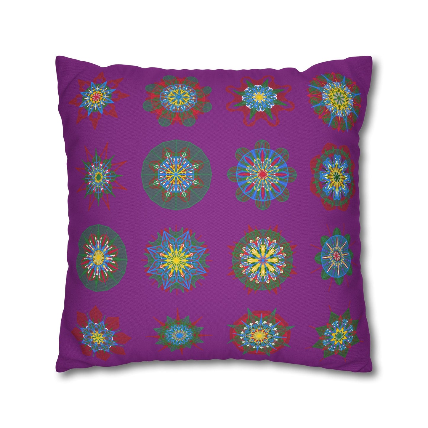 Christmas pillowcase for bed - Spun Polyester Square Pillowcase Mandala Art - Original Fine Art - Hand - drawn, Dark Magenta - Blululi