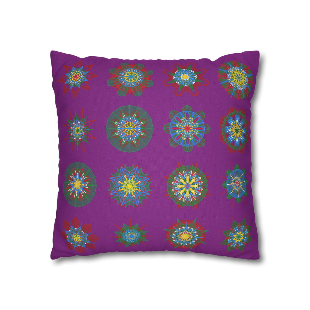 Christmas pillowcase for bed - Spun Polyester Square Pillowcase Mandala Art - Original Fine Art - Hand - drawn, Dark Magenta - Blululi