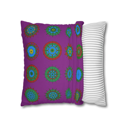 Christmas pillowcase for bed - Spun Polyester Square Pillowcase Mandala Art - Original Fine Art - Hand - drawn, Dark Magenta - Blululi