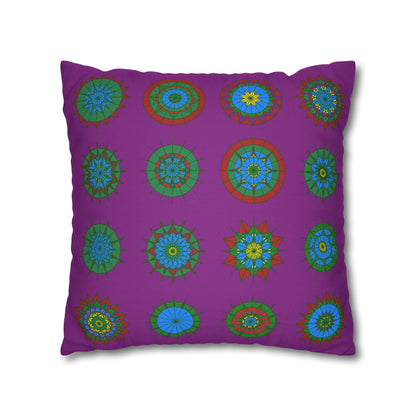 Christmas pillowcase for bed - Spun Polyester Square Pillowcase Mandala Art - Original Fine Art - Hand - drawn, Dark Magenta - Blululi