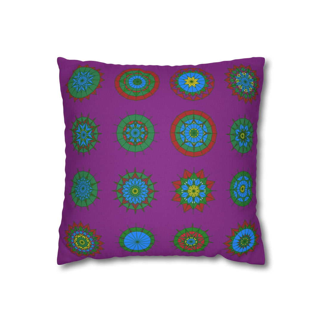 Christmas pillowcase for bed - Spun Polyester Square Pillowcase Mandala Art - Original Fine Art - Hand - drawn, Dark Magenta - Blululi