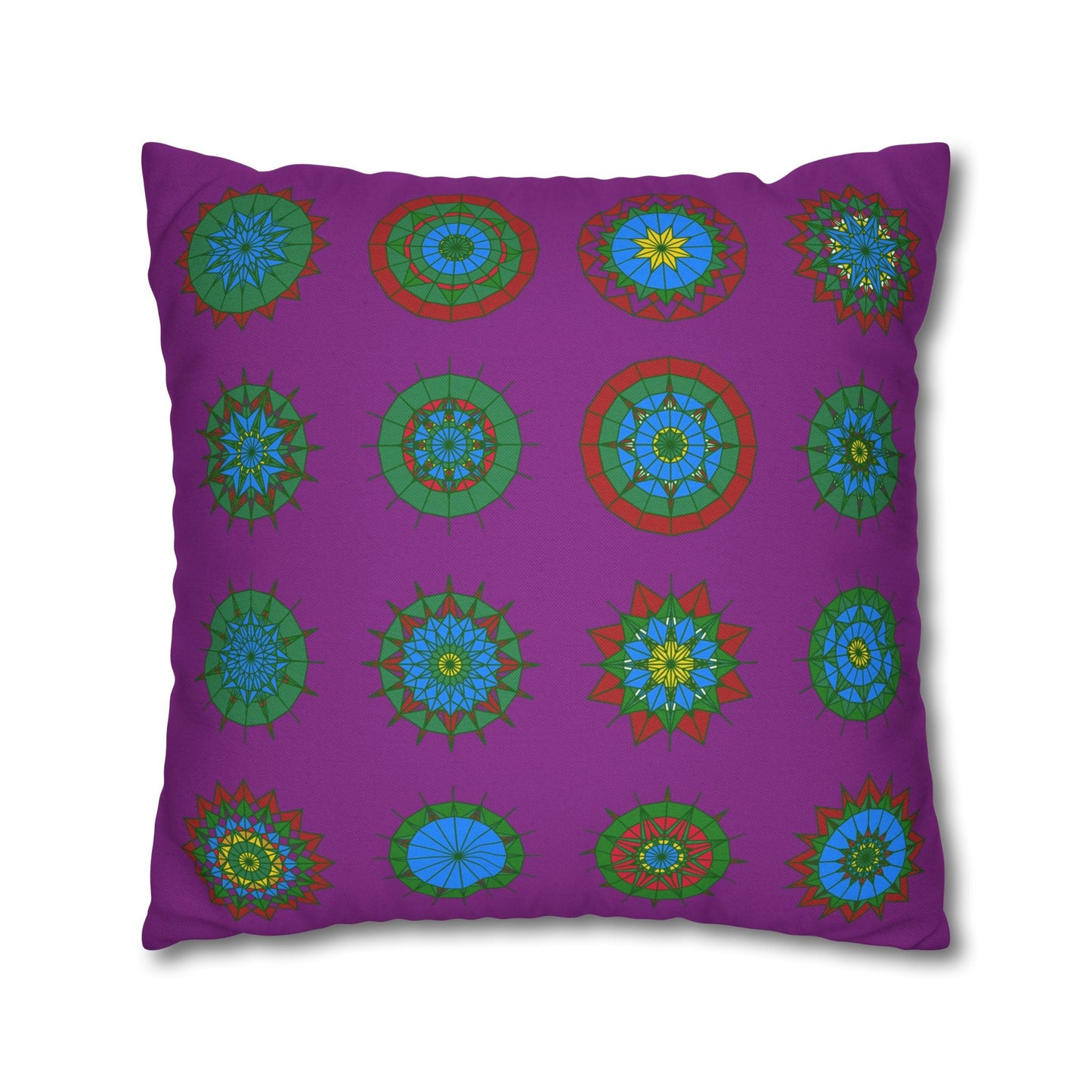 Christmas pillowcase for bed - Spun Polyester Square Pillowcase Mandala Art - Original Fine Art - Hand - drawn, Dark Magenta - Blululi