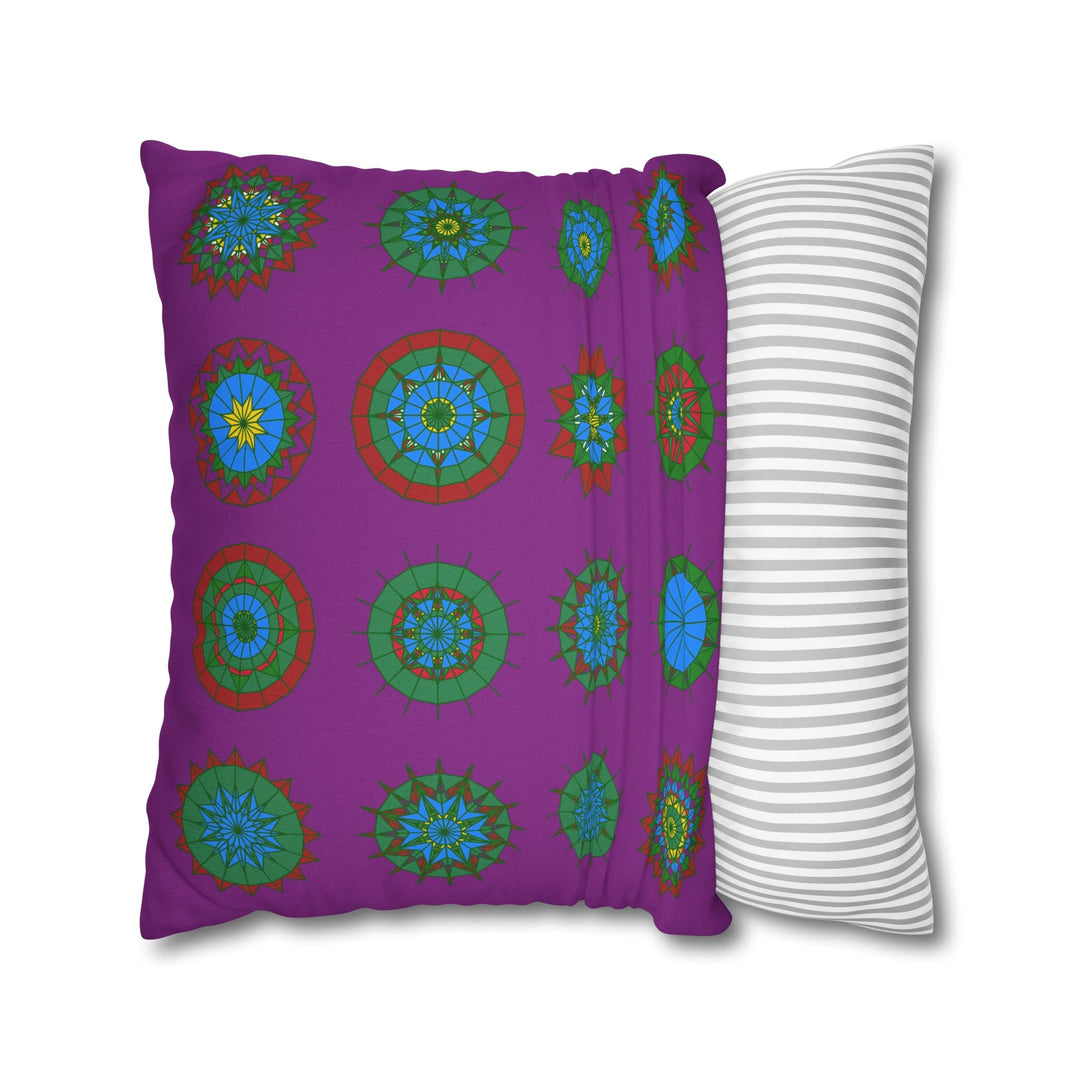 Christmas pillowcase for bed - Spun Polyester Square Pillowcase Mandala Art - Original Fine Art - Hand - drawn, Dark Magenta - Blululi