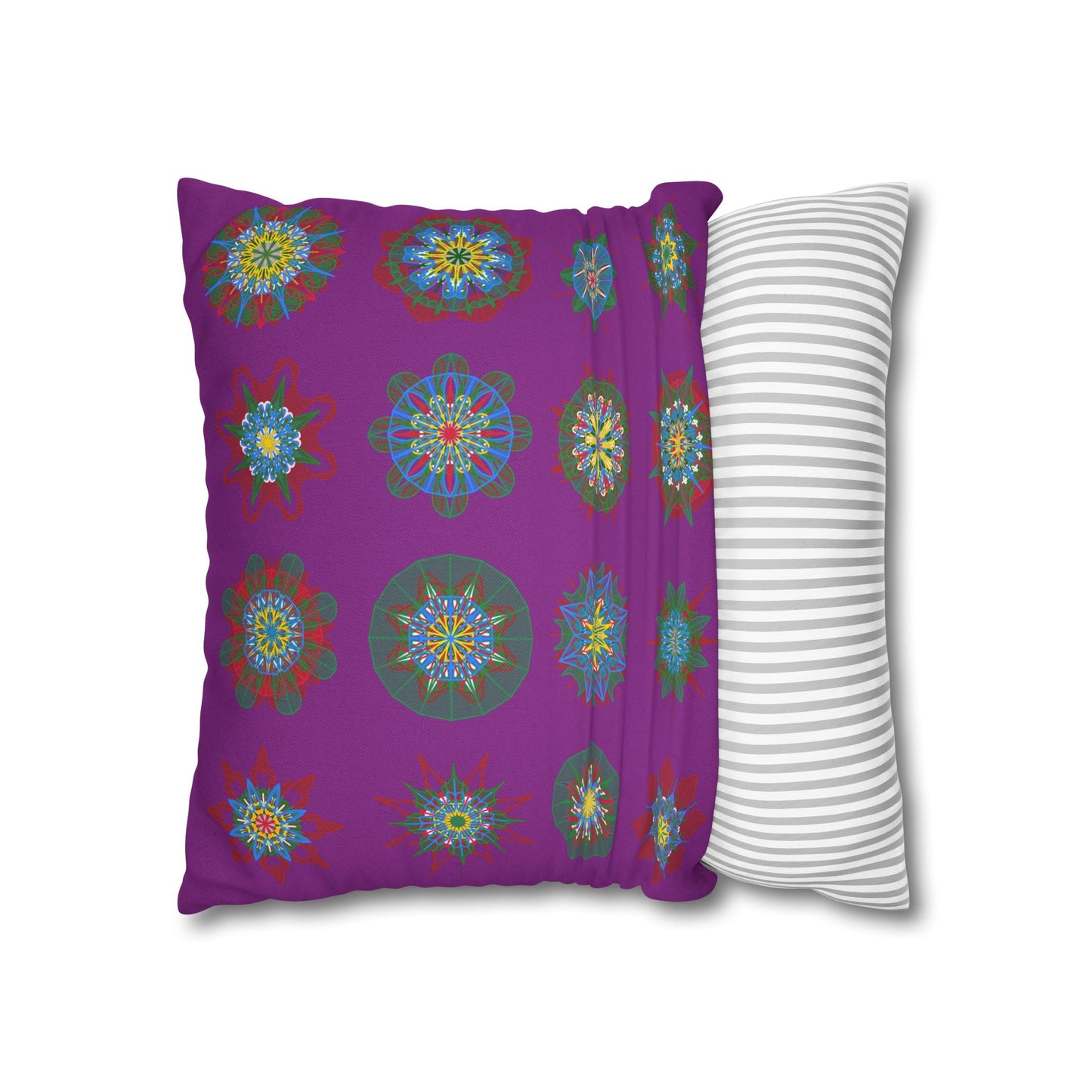 Christmas pillowcase for bed - Spun Polyester Square Pillowcase Mandala Art - Original Fine Art - Hand - drawn, Dark Magenta - Blululi