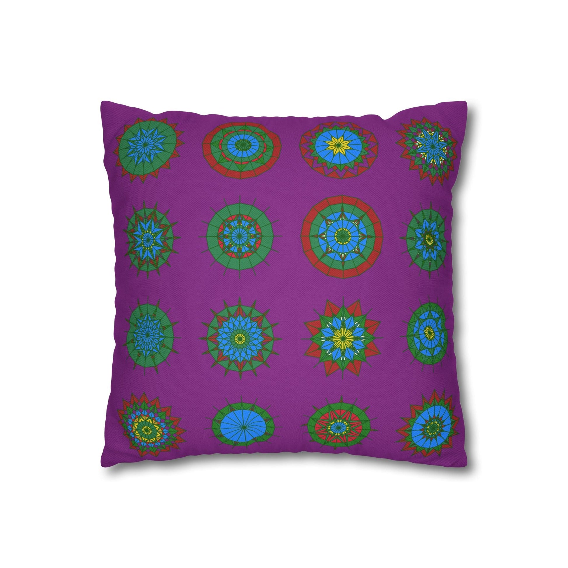 Christmas pillowcase for bed - Spun Polyester Square Pillowcase Mandala Art - Original Fine Art - Hand - drawn, Dark Magenta - Blululi