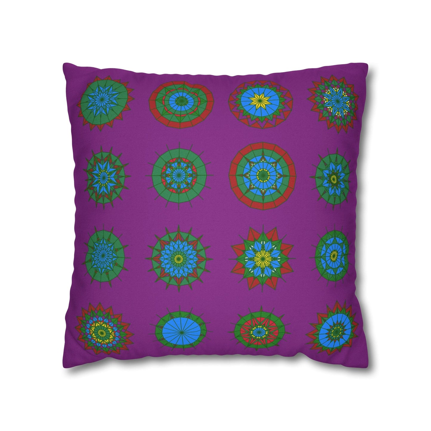 Christmas pillowcase for bed - Spun Polyester Square Pillowcase Mandala Art - Original Fine Art - Hand - drawn, Dark Magenta - Blululi