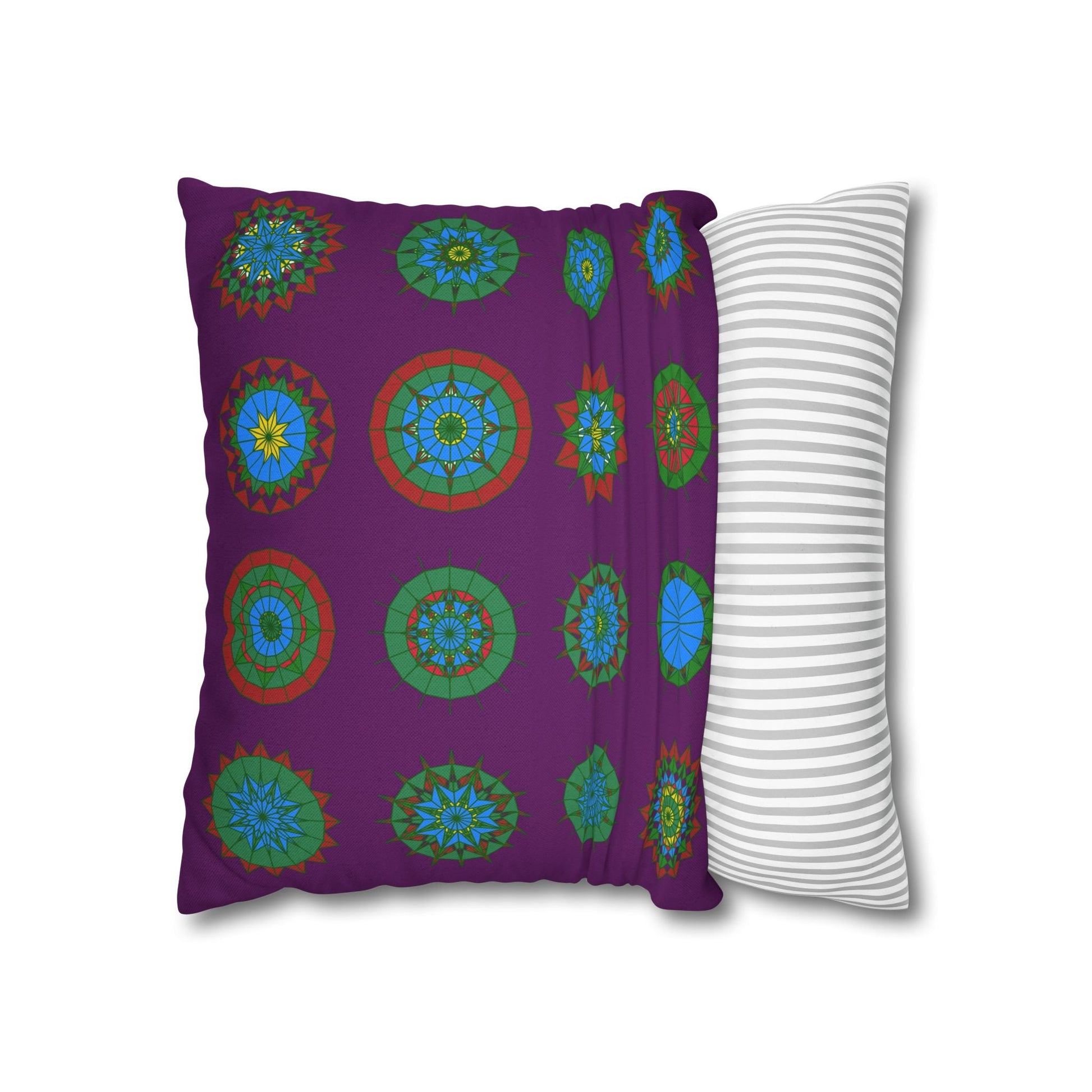 Christmas pillowcase for bed - Spun Polyester Square Pillowcase Mandala Art - Original Fine Art - Hand - drawn, Dark Purple - Blululi