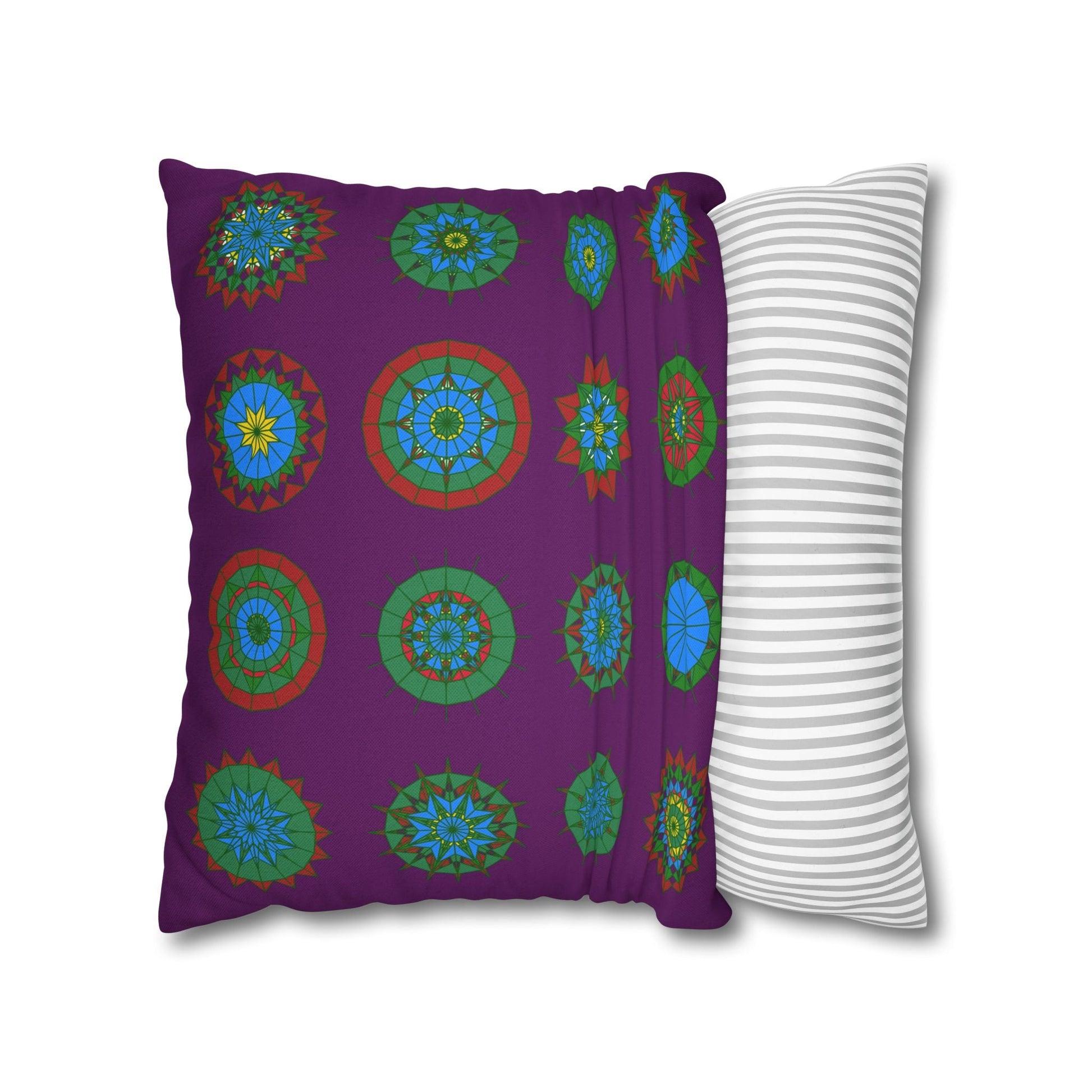 Christmas pillowcase for bed - Spun Polyester Square Pillowcase Mandala Art - Original Fine Art - Hand - drawn, Dark Purple - Blululi