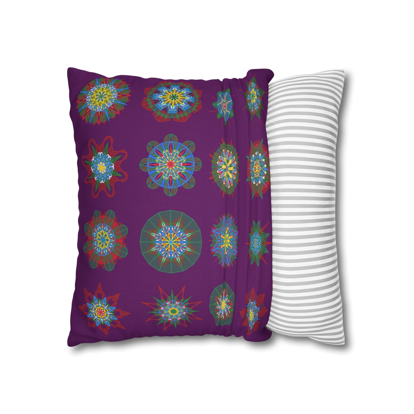 Christmas pillowcase for bed - Spun Polyester Square Pillowcase Mandala Art - Original Fine Art - Hand - drawn, Dark Purple - Blululi