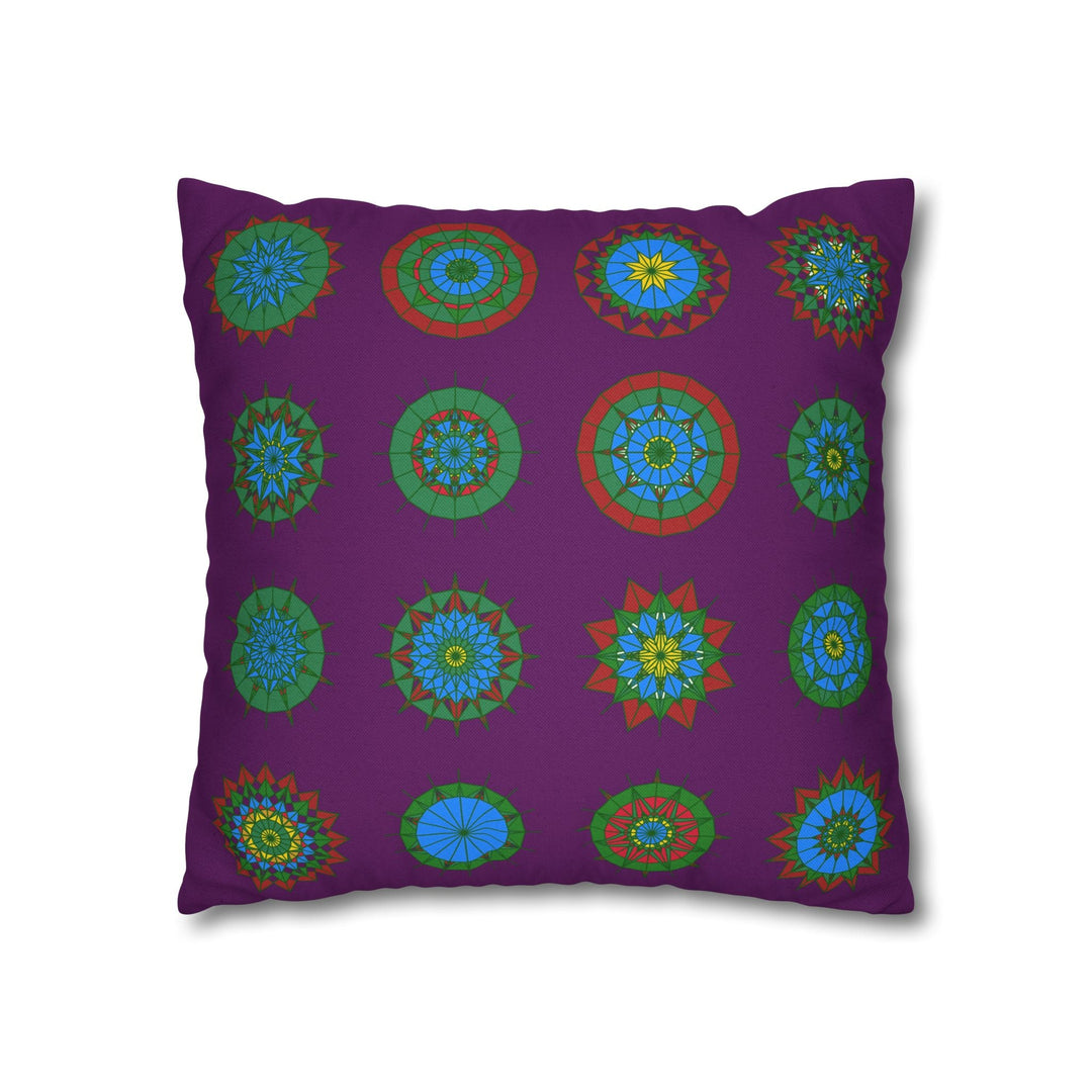 Christmas pillowcase for bed - Spun Polyester Square Pillowcase Mandala Art - Original Fine Art - Hand - drawn, Dark Purple - Blululi