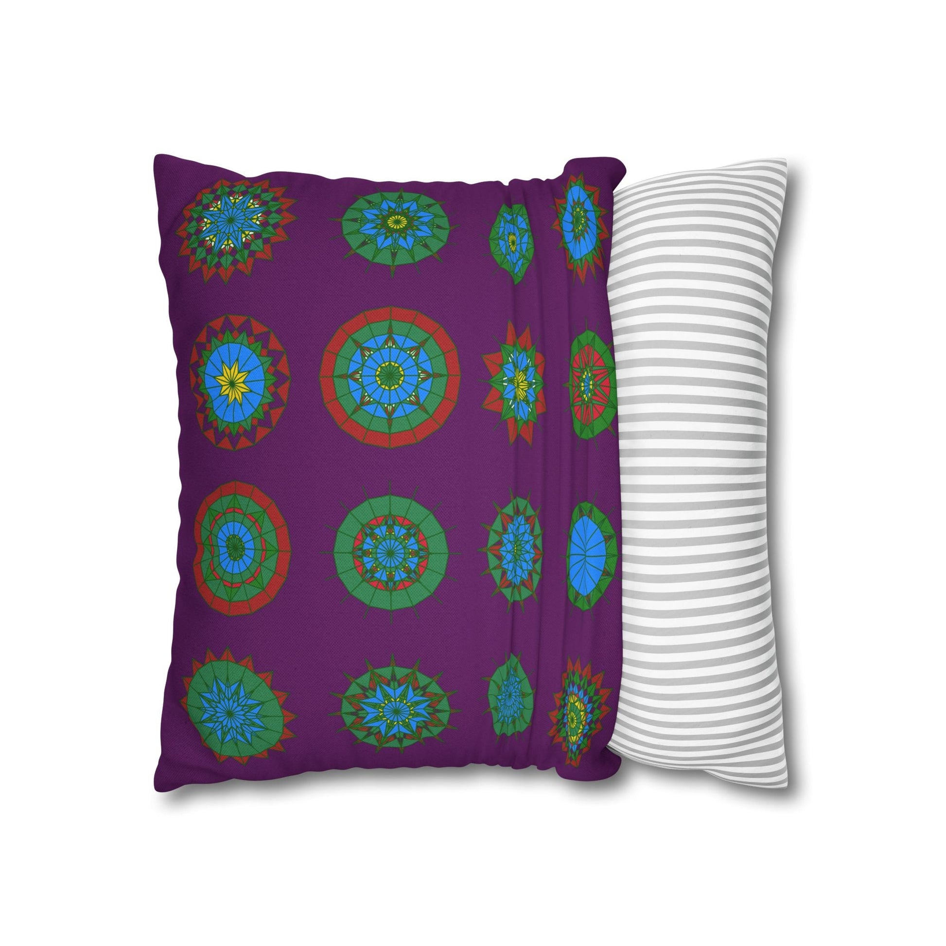 Christmas pillowcase for bed - Spun Polyester Square Pillowcase Mandala Art - Original Fine Art - Hand - drawn, Dark Purple - Blululi