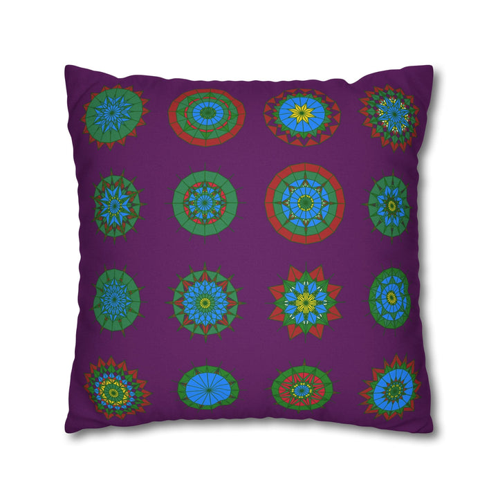 Christmas pillowcase for bed - Spun Polyester Square Pillowcase Mandala Art - Original Fine Art - Hand - drawn, Dark Purple - Blululi