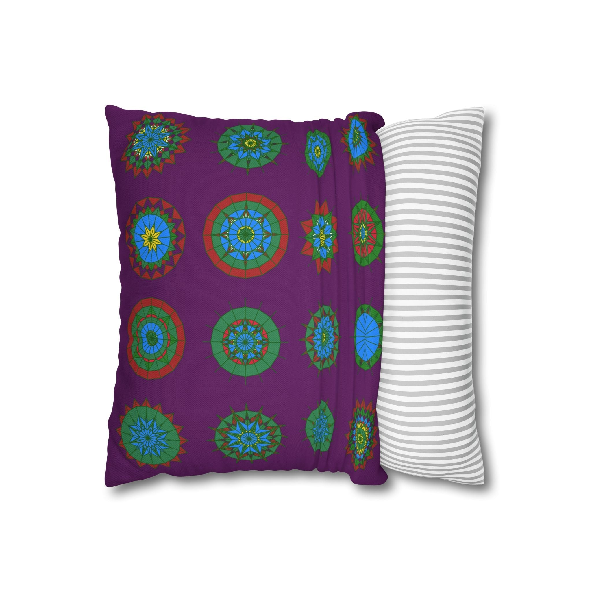 Christmas pillowcase for bed - Spun Polyester Square Pillowcase Mandala Art - Original Fine Art - Hand - drawn, Dark Purple - Blululi