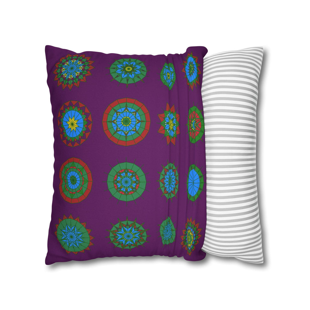 Christmas pillowcase for bed - Spun Polyester Square Pillowcase Mandala Art - Original Fine Art - Hand - drawn, Dark Purple - Blululi