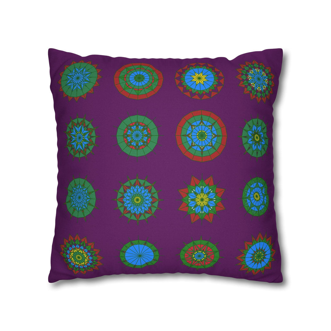 Christmas pillowcase for bed - Spun Polyester Square Pillowcase Mandala Art - Original Fine Art - Hand - drawn, Dark Purple - Blululi