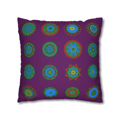 Christmas pillowcase for bed - Spun Polyester Square Pillowcase Mandala Art - Original Fine Art - Hand - drawn, Dark Purple - Blululi