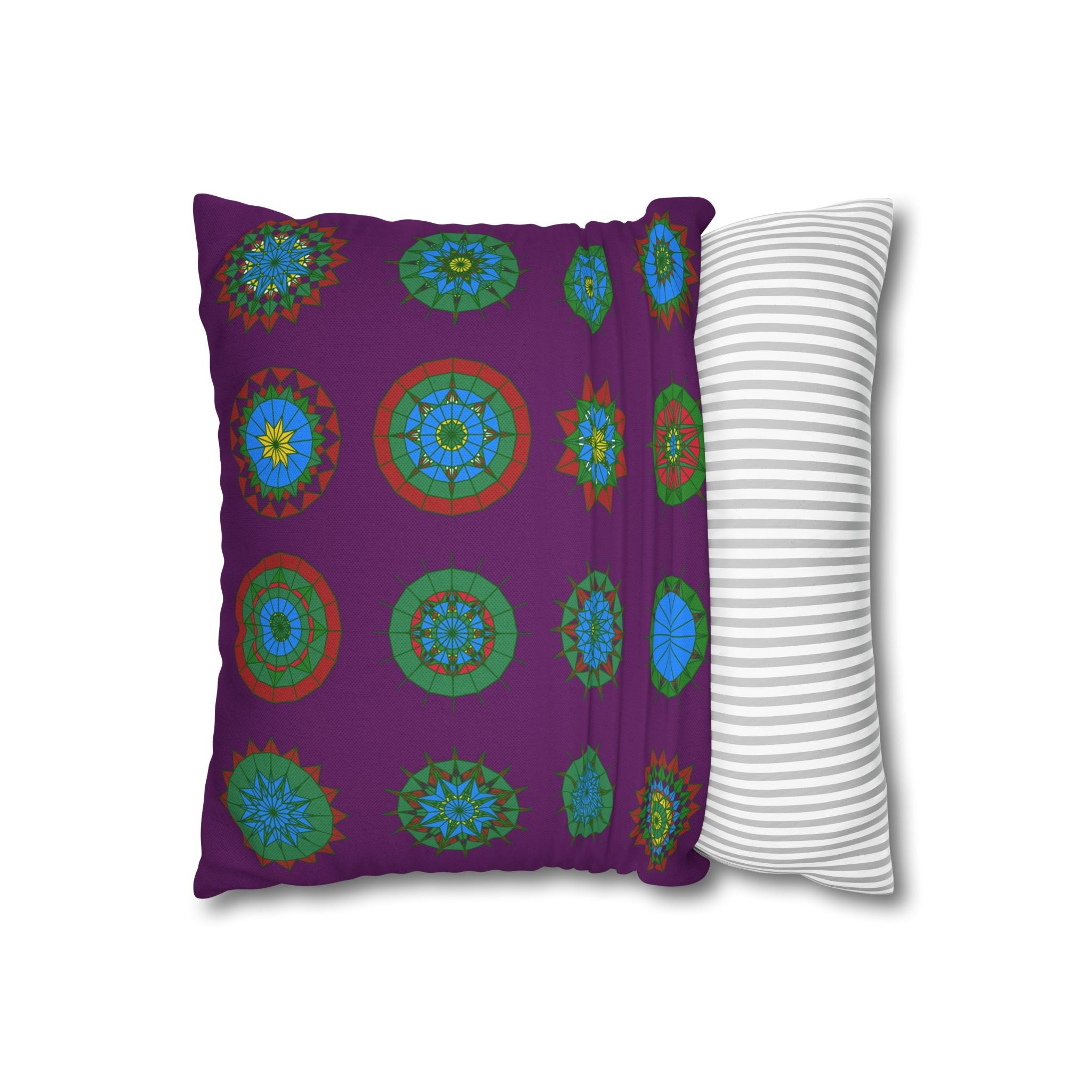 Christmas pillowcase for bed - Spun Polyester Square Pillowcase Mandala Art - Original Fine Art - Hand - drawn, Dark Purple - Blululi