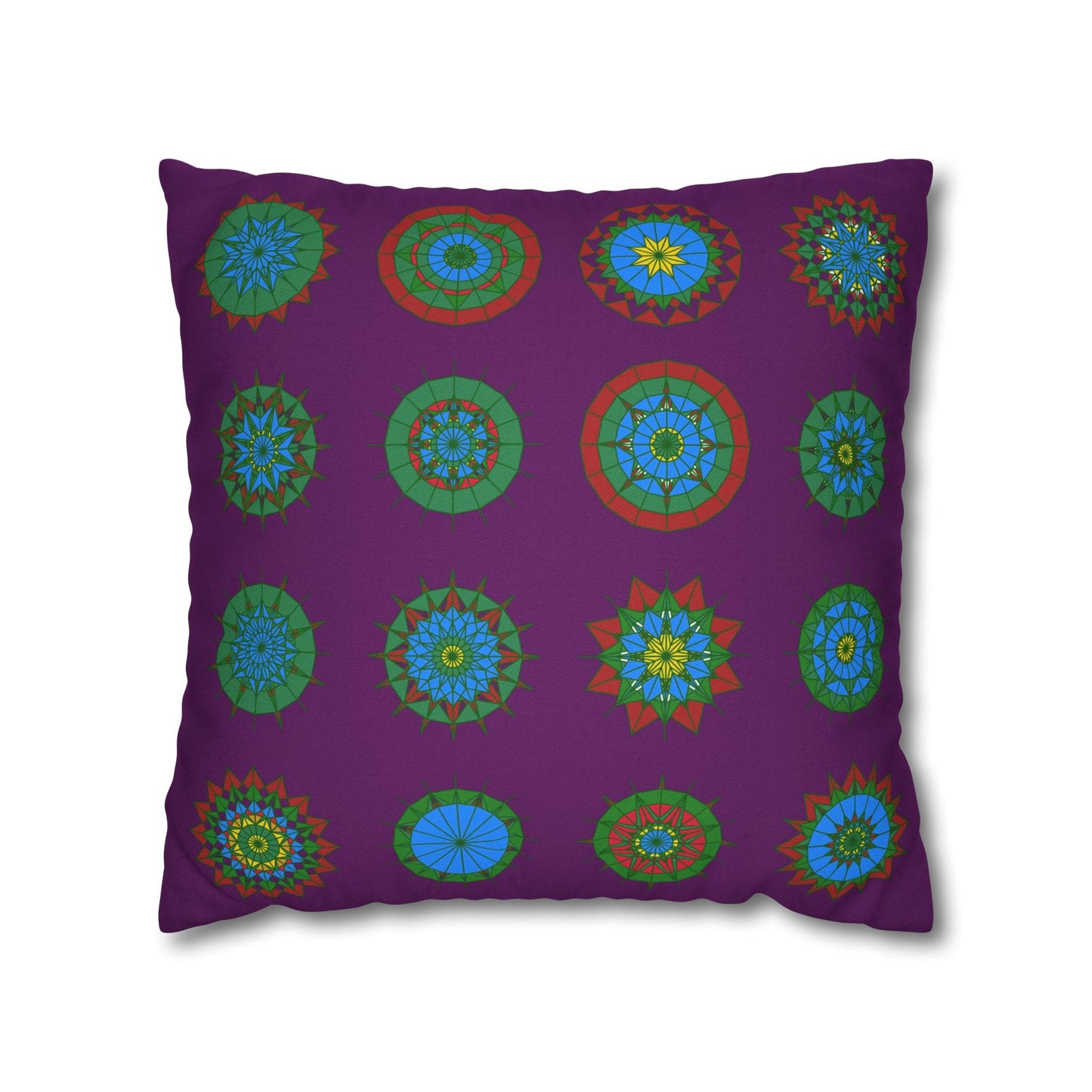 Christmas pillowcase for bed - Spun Polyester Square Pillowcase Mandala Art - Original Fine Art - Hand - drawn, Dark Purple - Blululi