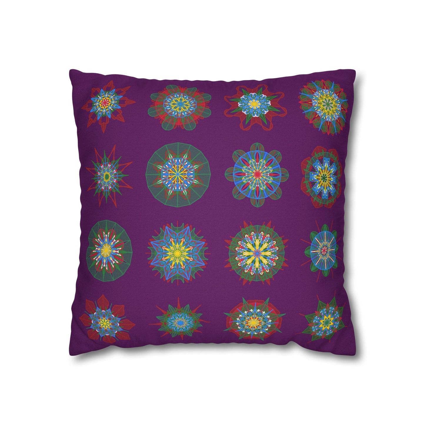 Christmas pillowcase for bed - Spun Polyester Square Pillowcase Mandala Art - Original Fine Art - Hand - drawn, Dark Purple - Blululi