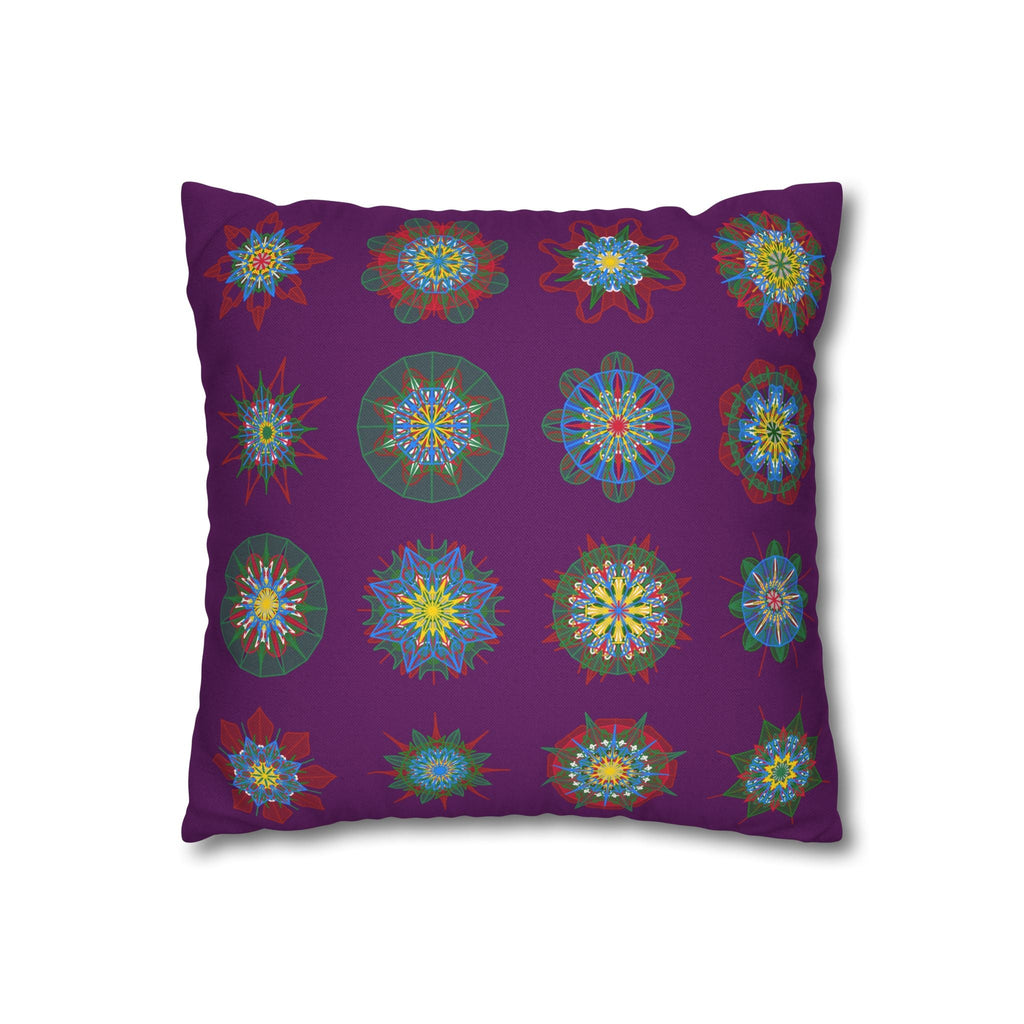 Christmas pillowcase for bed - Spun Polyester Square Pillowcase Mandala Art - Original Fine Art - Hand - drawn, Dark Purple - Blululi