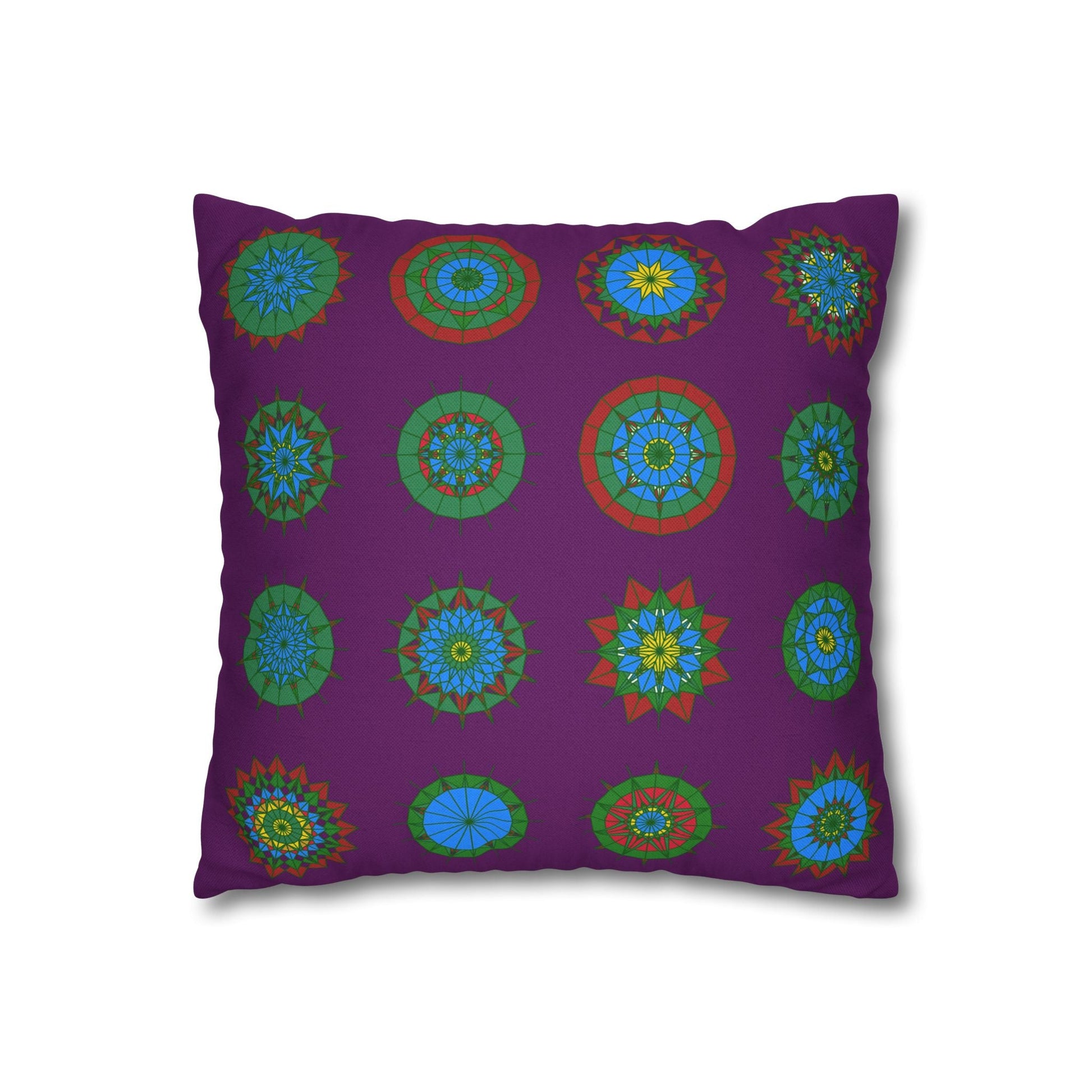 Christmas pillowcase for bed - Spun Polyester Square Pillowcase Mandala Art - Original Fine Art - Hand - drawn, Dark Purple - Blululi