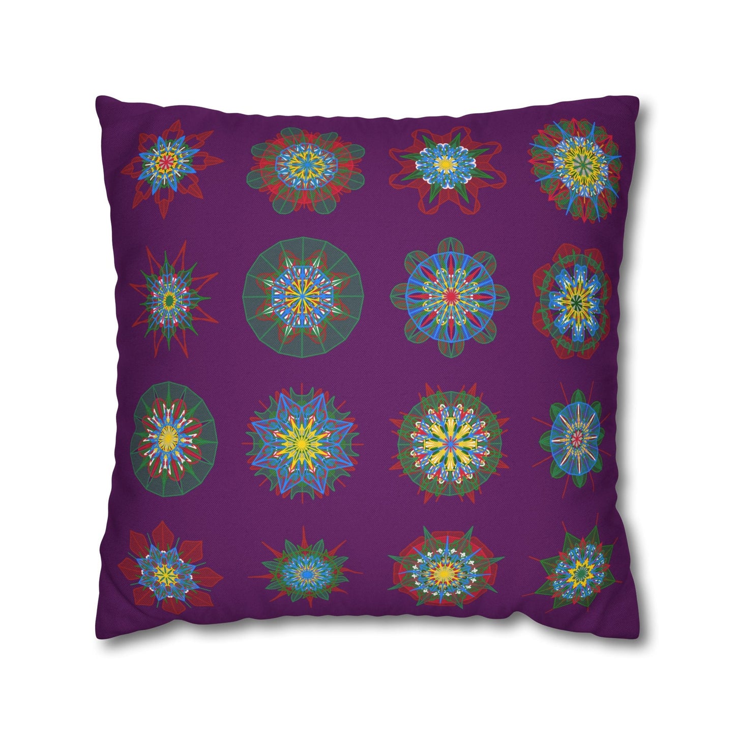 Christmas pillowcase for bed - Spun Polyester Square Pillowcase Mandala Art - Original Fine Art - Hand - drawn, Dark Purple - Blululi