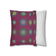 Christmas pillowcase for bed - Spun Polyester Square Pillowcase Mandala Art - Original Fine Art - Hand - drawn, Dark Raspberry - Blululi