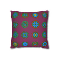 Christmas pillowcase for bed - Spun Polyester Square Pillowcase Mandala Art - Original Fine Art - Hand - drawn, Dark Raspberry - Blululi