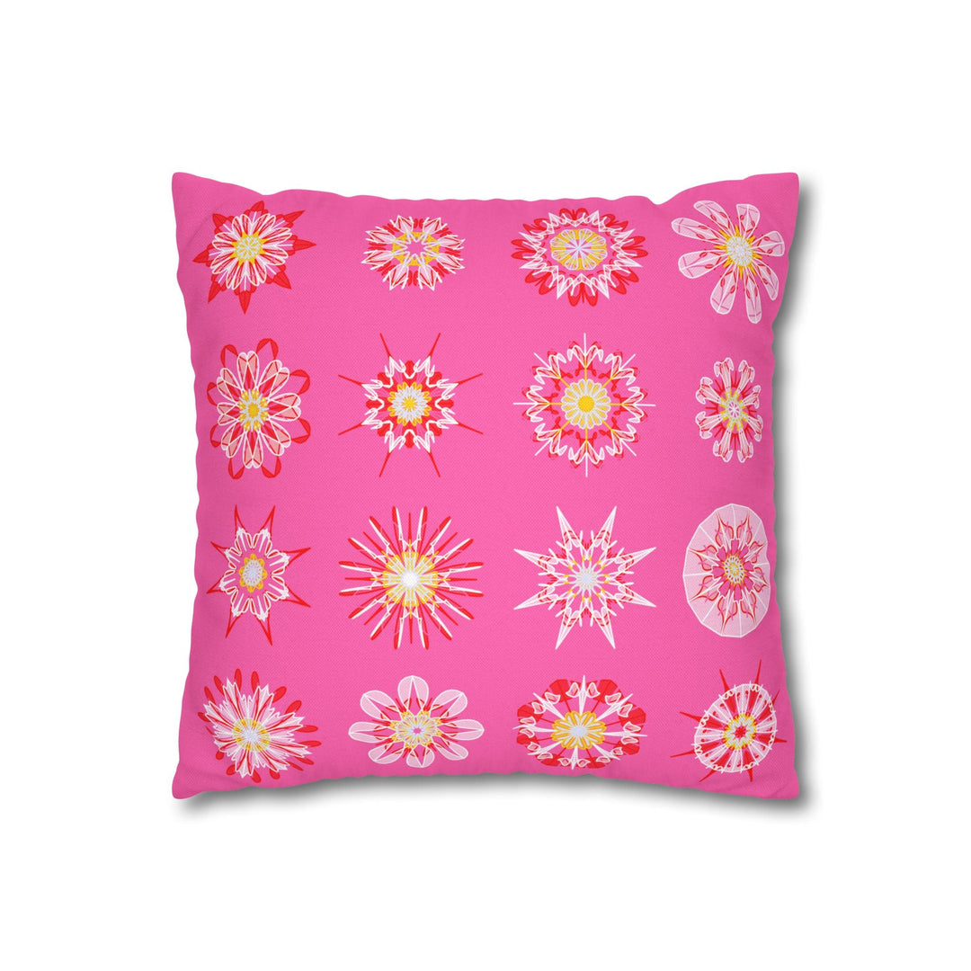 Christmas pillowcase for bed - Spun Polyester Square Pillowcase Mandala Art - Original Fine Art - Hand - drawn, Hot Pink - Blululi