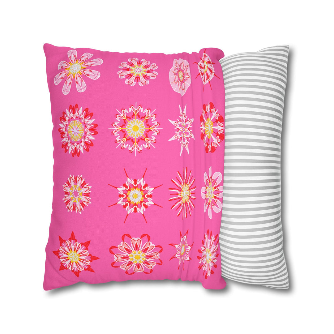 Christmas pillowcase for bed - Spun Polyester Square Pillowcase Mandala Art - Original Fine Art - Hand - drawn, Hot Pink - Blululi