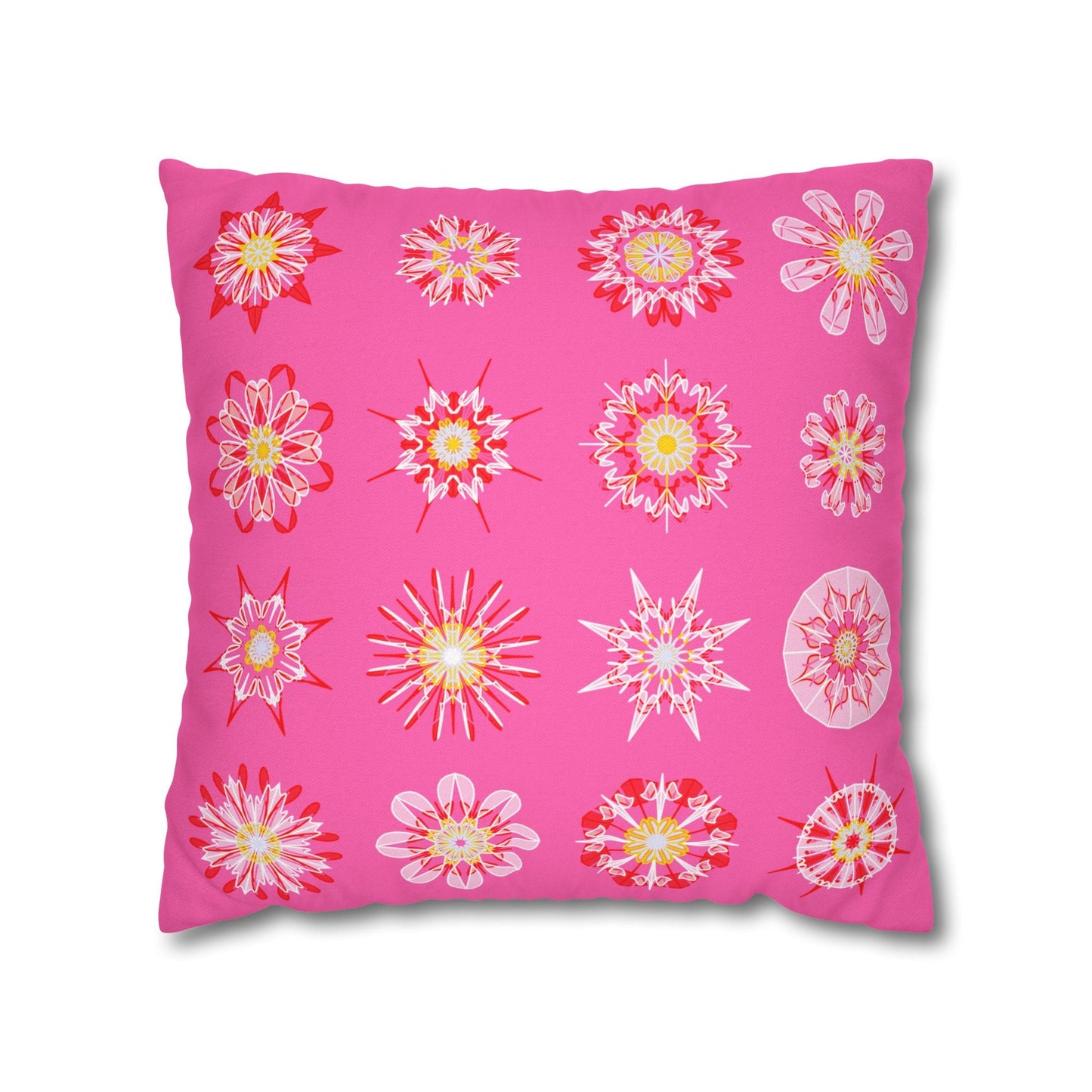 Christmas pillowcase for bed - Spun Polyester Square Pillowcase Mandala Art - Original Fine Art - Hand - drawn, Hot Pink - Blululi