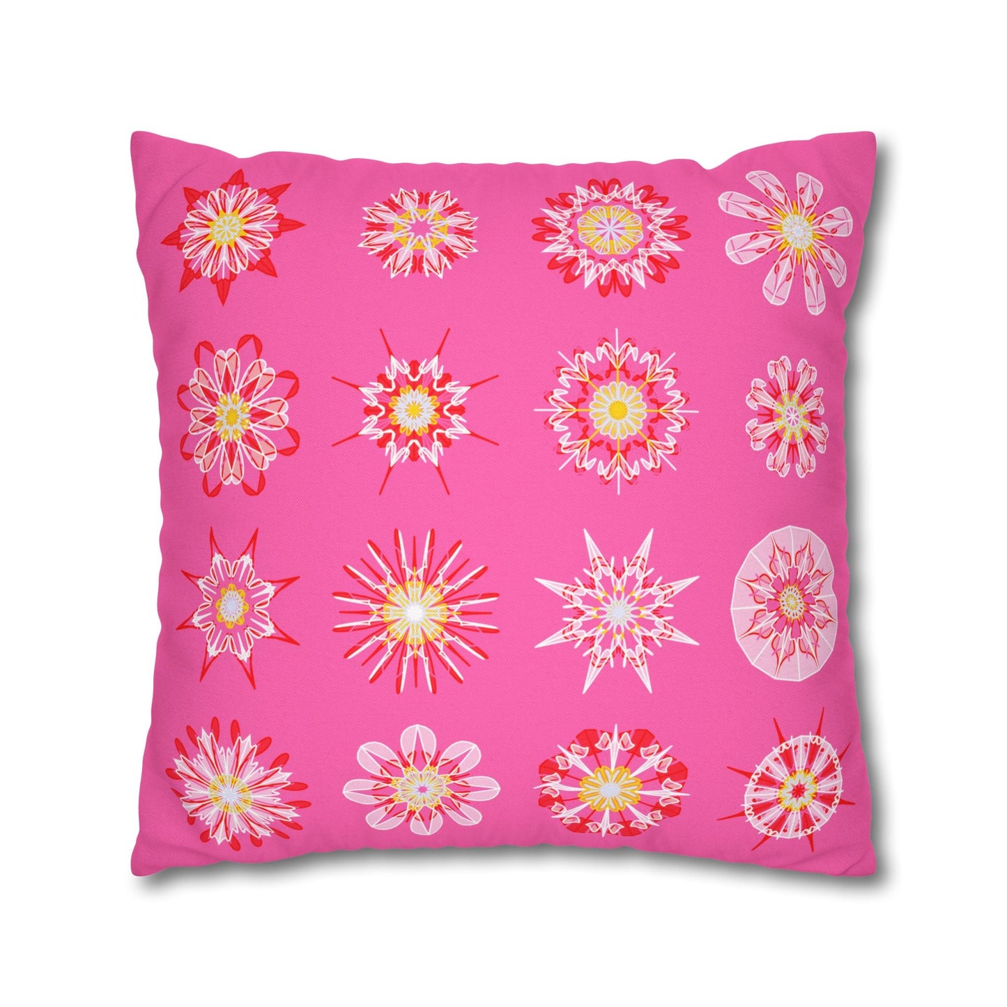 Christmas pillowcase for bed - Spun Polyester Square Pillowcase Mandala Art - Original Fine Art - Hand - drawn, Hot Pink - Blululi