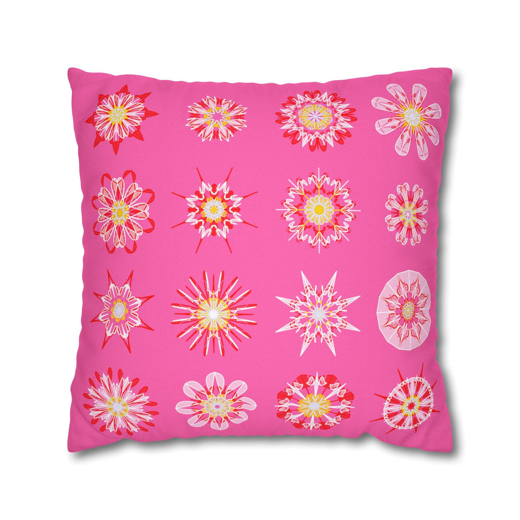 Christmas pillowcase for bed - Spun Polyester Square Pillowcase Mandala Art - Original Fine Art - Hand - drawn, Hot Pink - Blululi