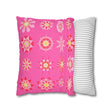 Christmas pillowcase for bed - Spun Polyester Square Pillowcase Mandala Art - Original Fine Art - Hand - drawn, Hot Pink - Blululi