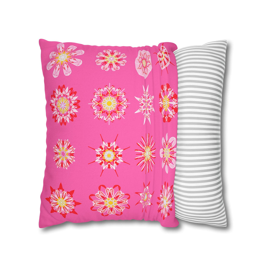 Christmas pillowcase for bed - Spun Polyester Square Pillowcase Mandala Art - Original Fine Art - Hand - drawn, Hot Pink - Blululi